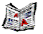 A static icon of an open book with red symbols on its pages, displayed in a