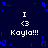 Dark blue background with scattered blue pixel fragments; four identical white text blocks reading "I <3 Kayla!!!" arranged in a
