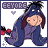 A 6-frame animated contact sheet showing a cartoon donkey character in various poses with red flowers, purple text "EEYORE" at top left, and small purple hearts on white background.