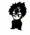 Black-and-white pixelated character with spiky hair and glasses, wearing a dark shirt, shown in six sequential expressions from neutral to smiling.