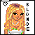 Pixel art icon of a blonde woman with long hair, wearing a white top and green accents, next to vertical text reading "BLONDE" and a heart symbol in the corner.