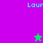 Pixelated icon with split background showing purple and green sections, two star shapes, and partial text reading 'Laur' in cyan.