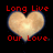 Three heart-shaped icons with red text on black backgrounds, each displaying different phrases and a date.