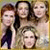 Static 50x50 pixel buddy icon showing four stylized human faces in a contact-sheet layout with yellow border, low-resolution rendering and visible dithering.