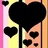Pixelated icon with black hearts on a yellow-orange gradient background and pink text reading "Love Finds A Way (9m 2s)" on bright purple.