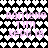 Pixelated pink text reading 'danielle tim sept 18' on a black-and-white heart-patterned background with gray gradient transition.
