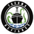 Circular icon with black outer ring, white inner circle containing ship anchor and green wave-like shapes over blue water base.