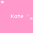 Pink background with white text 'Kate' repeated in a , surrounded by small white and light pink stars