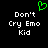 Green pixelated heart symbol above white text reading "Don't Cry Emo Kid" on black background.