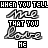 12 pixelated icons with text 'ME THAT YOU LOVE' and 'HE', showing animation changes in red accents on the word 'LOVE'