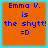 Orange square with blue text reading "Emma V. is the shytt! =D" on a light blue background, displayed in a of four identical