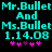 Pixelated cyan text on black background reads "Mr.Bullet Mr.Bullet And And Ms.Bullet Ms.Bullet 1.14.08 1.14.08" with pink asterisk-like symbols below.