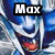A four- of pixelated images with text overlays: top-left shows a blue and white armored character with red eyes and 'Max' text, top-right depicts a pixelated figure with 'ls' text, bottom-left shows a brown-haired character with 'Awesome!' text, bottom-right is blank