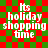 Red and green checkered background with white text reading "Its holiday shopping time" in four identical arranged in a