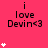A bright pink background displays repeated text "i love Devin<3" with white heart symbols appearing in different quantities across the frame.