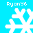 Four white snowflake icons on a bright blue background with "Ryon96" text above and below each icon.
