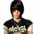 Pixelated static image of a person with dark hair, red eyes, and a black-shouldered shirt over a patterned top against white background.