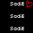 six 'SodiE' text icons on black background, with one icon featuring a red pixelated heart symbol above the text