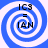 Four identical blue and white spiral patterns with black text 'ICS = IAN' centered in each spiral.