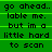 Green background with black pixelated text repeating 'go ahead.. label me. but im a little hard to scan' in three , each containing the same text