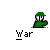 Pixel art animation of green and tan figures with a white-and-green dome structure, showing sequential changes in poses and the dome's interior.