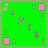 Green background with scattered gray and pink geometric shapes including squares, circles, and letters J, A, M, I, E.