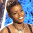 A pixelated contact sheet showing two frames of an animated icon featuring a woman with dark hair in a high bun, wearing a sleeveless top and necklace against a blue background on the left frame, and green text reading "Original Icons .com" on a solid green background on the right frame.