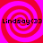 Four identical pixelated spiral patterns with red and pink hues, each overlaid with black text reading "Lindsay<33" in a blocky font.