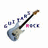 Pixelated electric guitar icon with 'GUITARS' text above and 'NEXT' below, featuring a blue body, black neck, brown headstock, and pink 'NEXT' letters on white background.