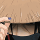 Animated sequence of a character with straw hat and dark clothing, showing hand movement near face