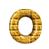 Golden ring-shaped objects with textured surfaces arranged in a , showing progressive simplification of surface details across frames