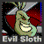 Animated buddy icon featuring a cartoon sloth character with exaggerated facial features in two sequential frames showing mouth movement.