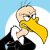 Animated cartoon eagle with yellow beak, white head and chest feathers, black body feathers, and light blue background showing mouth opening/closing animation.