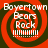 Red and black spiral background with white text 'Bayertown Bears Rock' repeated four times in a , each instance featuring horizontal lines below the text