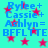 Cyan background with red stars and blue text repeating 'Rylee + Cassie + Ashlyn = BFFL TTE' in pixelated font.