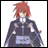 Pixelated character with red hair and dark clothing holding a sword, next to text reading 'Anime IM' and 'com' on black background.