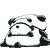 Black-and-white cartoon panda with mushroom cap, shifting expressions and head positions
