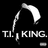 Black background with white scythe icon and "TJ. KING." text; three views show slight rotation of the scythe.