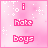 A 4-frame contact sheet of a pink pixel-art animated buddy icon showing the text "i hate boys" with sparkles, where frames 0 and 2 have white sparkles while frame 1 has fewer sparkles.