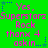 Green background with repeated pink text and blue star accents in a pattern