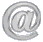 circular silver @ symbols with varying 3D rotation and shading, displayed on a light gray background