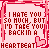 Pixelated text in red and pink on a light background with heart symbols, framed by decorative borders.