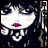 Pixelated static icon of a white cat-like face with pink cheeks and nose against dark background, featuring stylized whiskers and partial body elements on left side.