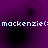 Purple background with black circular shapes and repeated white text 'mackenzie(: mackenzie(' across two