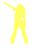 Silhouettes of a dancing figure in multiple colors arranged in a , each with distinct pose variations