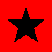 Four black five-pointed stars on a solid red background, arranged in a two-by-two with varying star orientations