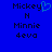 Blue background with pixelated text reading 'Mickey', 'N', 'Minnie', '4eva' and a light blue heart symbol next to 'Mickey' on the left side.