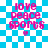 Blue and white checkered background with pink text reading 'love peace sports' and a small pink heart below the text.