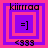 Four identical square display layered pink and purple borders with a central '=]' symbol, text 'kiirraa' above and '<333' below, each showing a different border thickness configuration