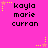 Pixelated text 'kayla marie curran' on bright pink background with yellow star and dot accents, static display.